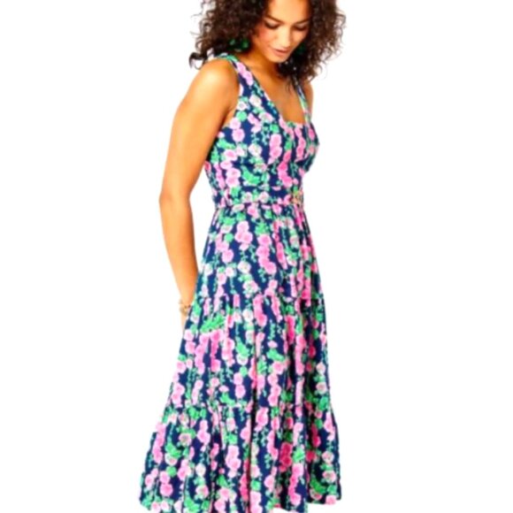 HTF NWT Lilly Pulitzer McKinnon Midi Dress Oyster Bay Blue De Vine Size 16 - Picture 7 of 13